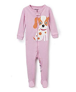 Elowel Girls Footed 1 Piece Dog Pajama Sleeper 100% cotton (Size 6 Months-5 Years)