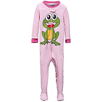 Elowel Girls Footed 1 Piece Frog Pajama Sleeper 100% cotton (Size 6 Months-5 Years)