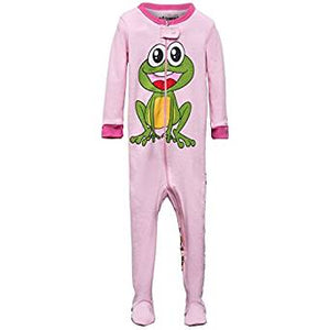 Elowel Girls Footed 1 Piece Frog Pajama Sleeper 100% cotton (Size 6 Months-5 Years)