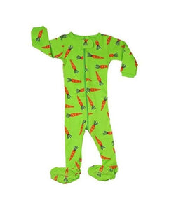 Elowel Girls Footed 1 Piece Bunny Rabbit Carrot Pajama Sleeper 100% cotton (Size 6 Months-5 Years)