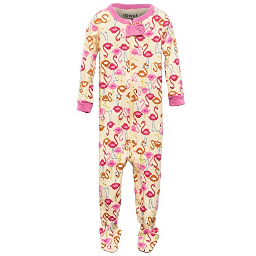 Elowel Girls Footed 1 Piece Flamingo Pajama Sleeper 100% cotton (Size 6 Months-5 Years)