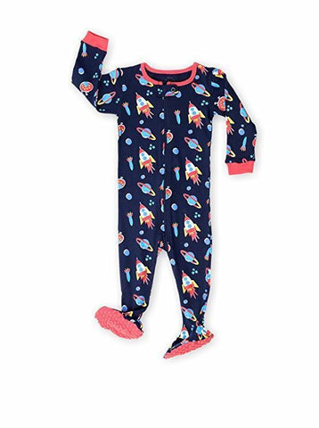 Elowel Boys Footed 1 Piece Space Rocket Pajama Sleeper 100% cotton (Size 6 Months-5 Years)