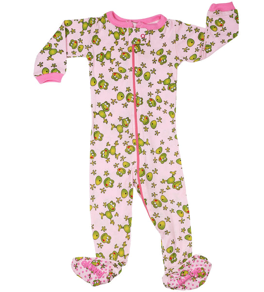 Elowel Girls Footed 1 Piece Froggies Pajama Sleeper 100% cotton (Size 6 Months-5 Years)