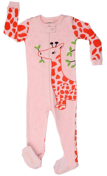 Elowel Girls Footed 1 Piece Giraffe Pajama Sleeper 100% cotton (Size 6 Months-5 Years)