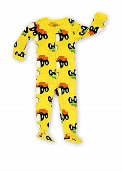 Elowel Boys Footed 1 Piece Yellow Monster Truck Pajama Sleeper 100% cotton (Size 6 Months-5 Years)