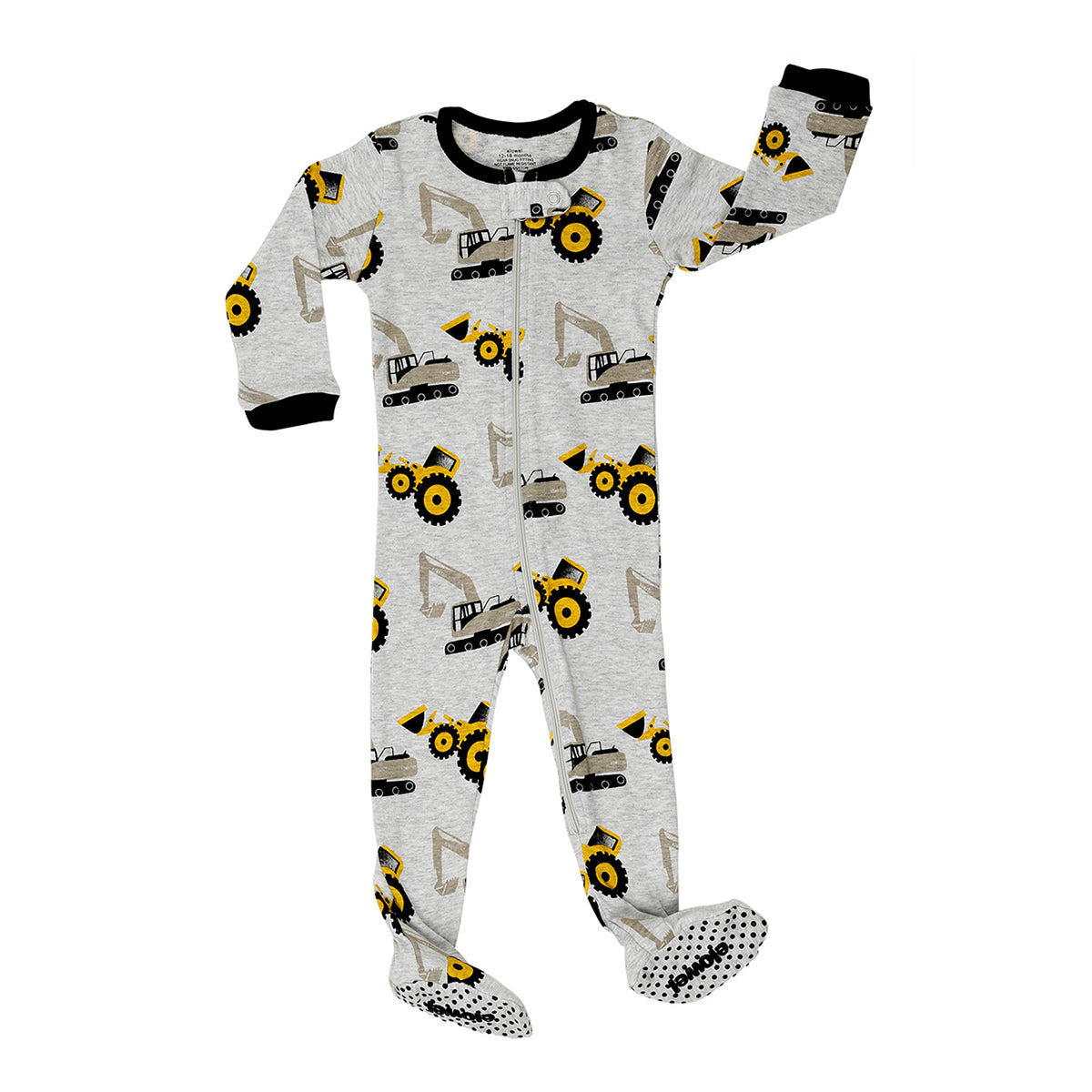 Elowel Boys Footed 1 Piece Bulldozer Pajama Sleeper 100% cotton (Size 6 Months-5 Years)