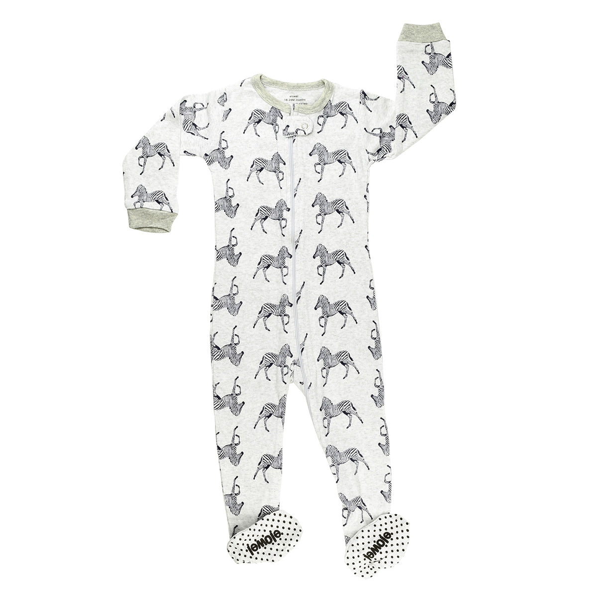 Elowel Boys Footed 1 Piece Zebra Pajama Sleeper 100% cotton (Size 6 Months-5 Years)