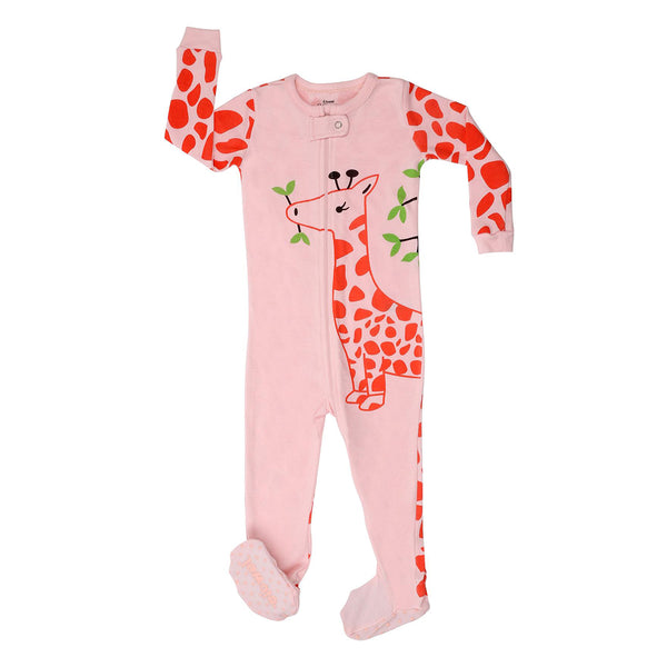 Elowel Girls Footed 1 Piece Giraffe Pajama Sleeper 100% cotton (Size 6 Months-5 Years)