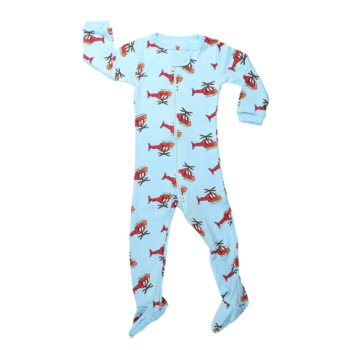 Elowel Boys Footed 1 Piece Helicopter Pajama Sleeper 100% cotton (Size 6 Months-5 Years)