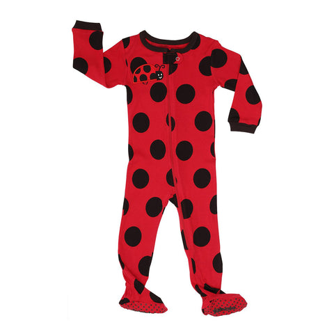 Elowel Girls Footed 1 Piece Polka Dot Pajama Sleeper 100% cotton (Size 6 Months-5 Years)