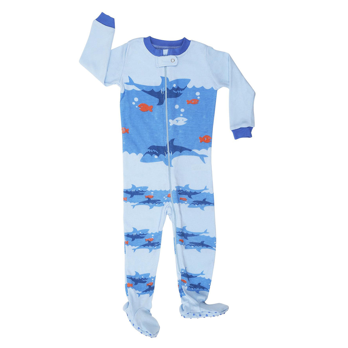 Elowel Boys Footed 1 Piece Shark Pajama Sleeper 100% cotton (Size 6 Months-5 Years)