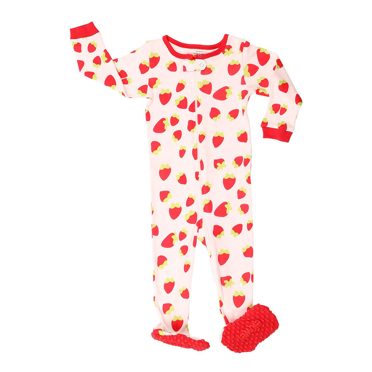 Elowel Girls Footed 1 Piece Strawberry Pajama Sleeper 100% cotton (Size 6 Months-5 Years)